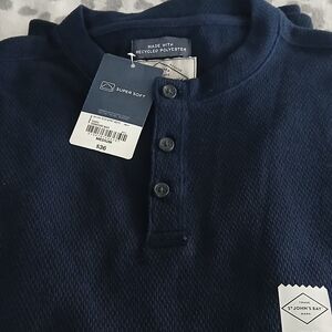 St. John's Bay Men's Dark Blue Long Sleeve Henley